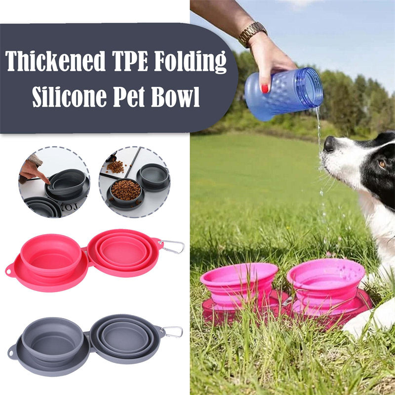 Foldable Rubber Double Pet Bowl — Perfect for On-the-Go Pets