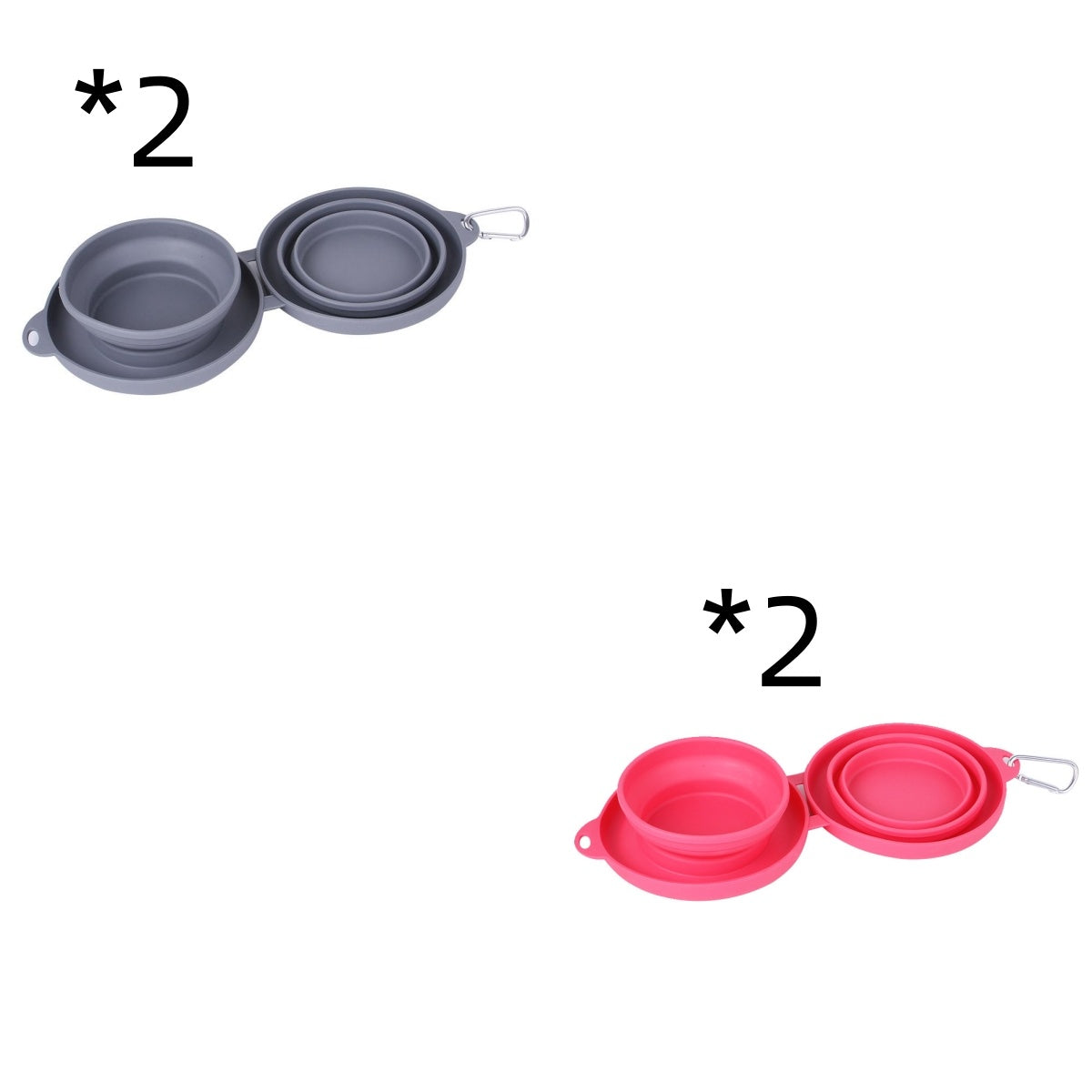 Foldable Rubber Double Pet Bowl — Perfect for On-the-Go Pets