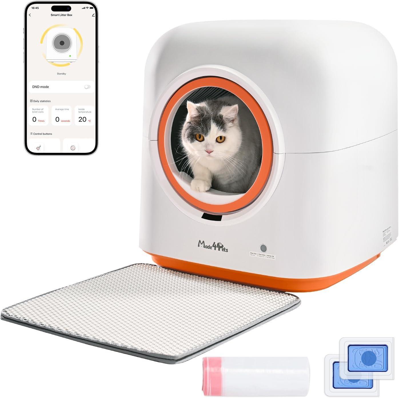 Smart Automatic Cat Litter Box — App Control & Infrared Sensor, Multiple Cats Friendly