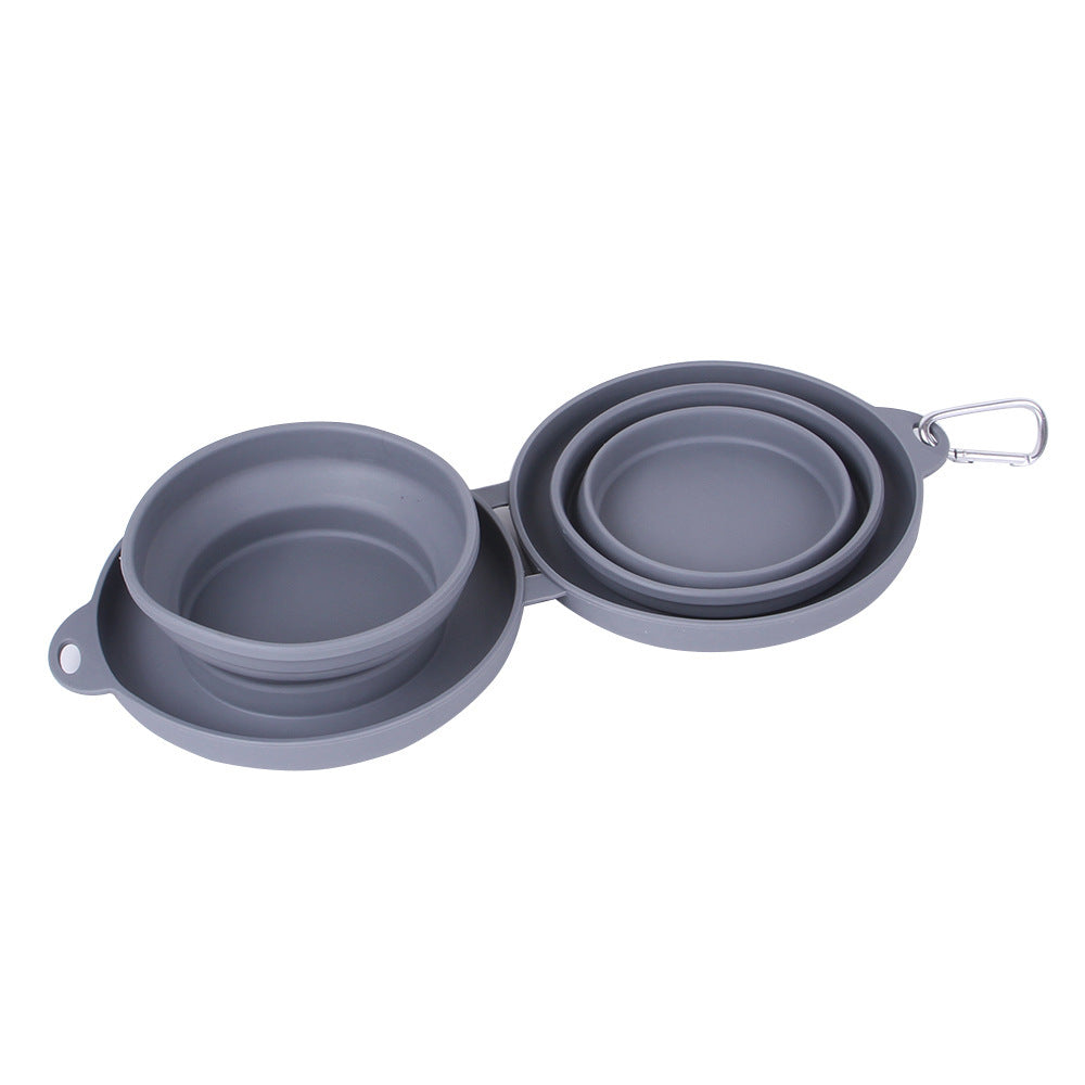 Foldable Rubber Double Pet Bowl — Perfect for On-the-Go Pets