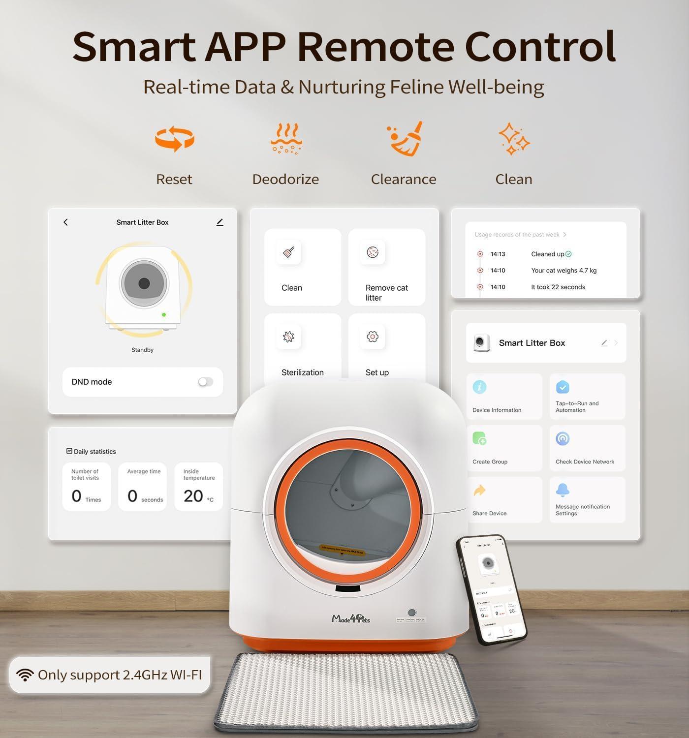 Smart Automatic Cat Litter Box — App Control & Infrared Sensor, Multiple Cats Friendly
