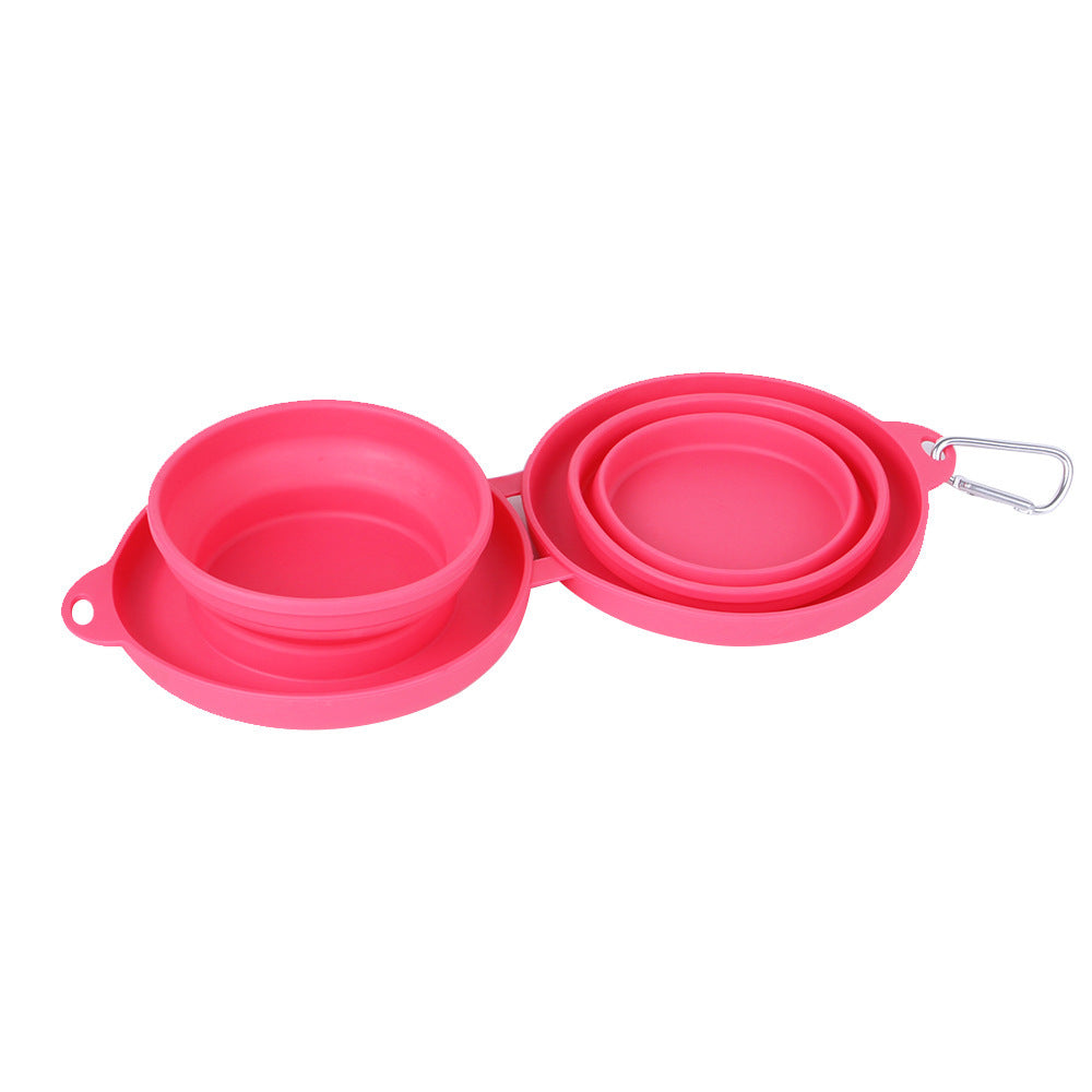 Foldable Rubber Double Pet Bowl — Perfect for On-the-Go Pets