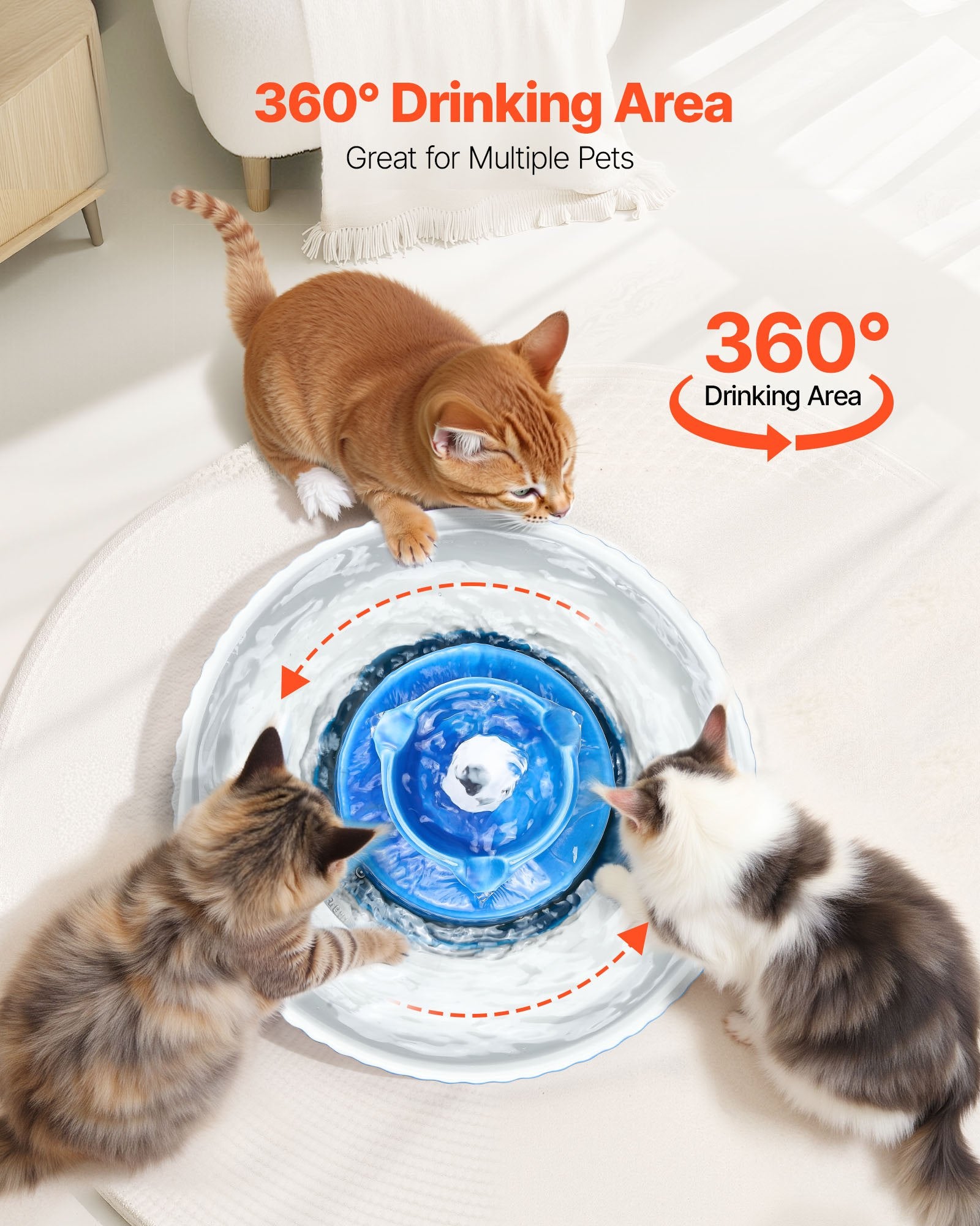 Ceramic Cat Water Fountain 2.1L/71oz Cupcake Pet Fountain For Cats & Dogs