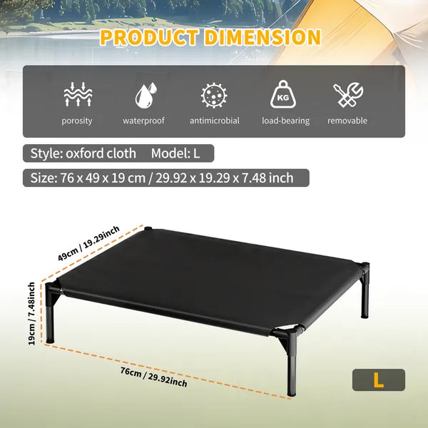 Breathable Raised Oxford Pet Bed Fits Small To Large Dogs