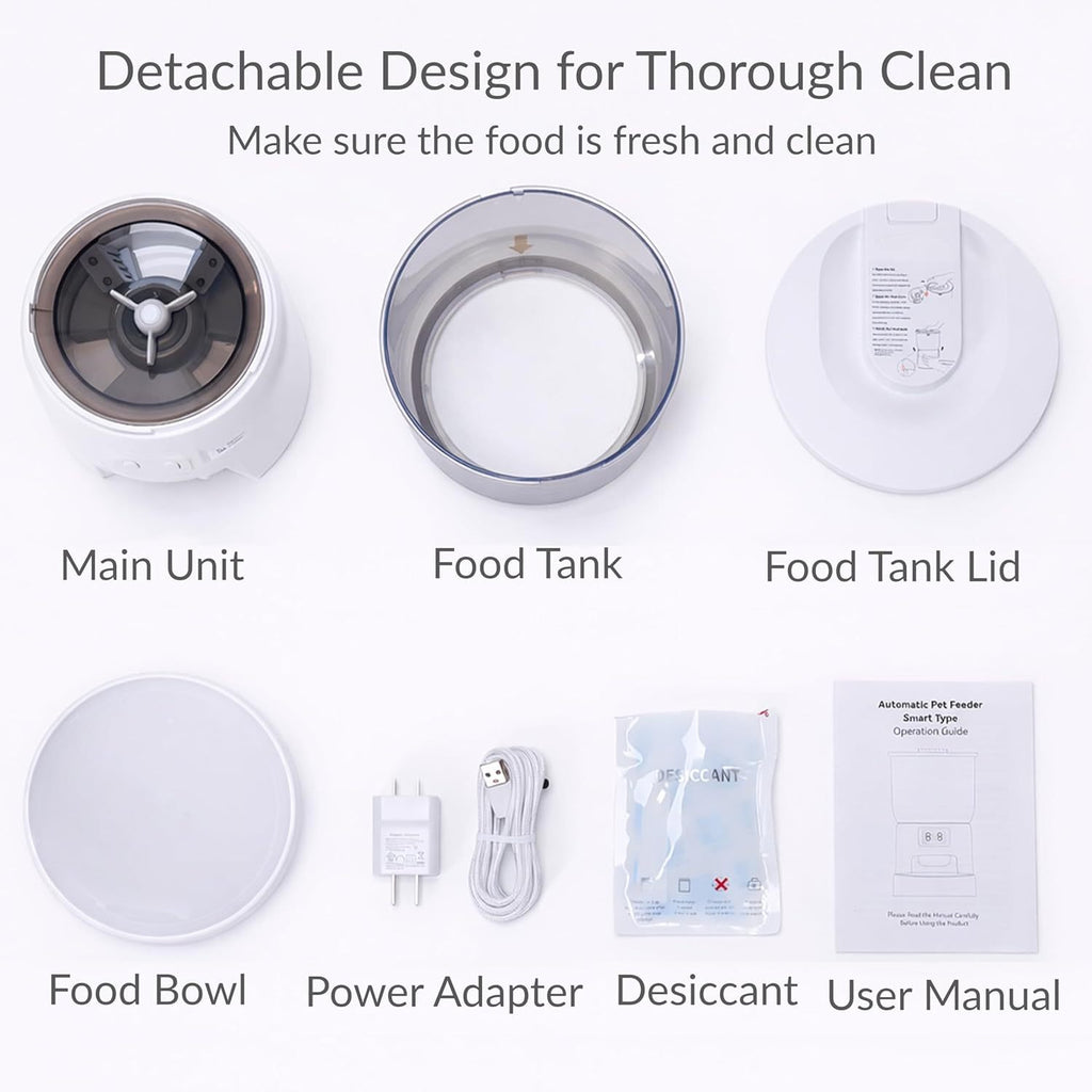 Waithem Wi-Fi Automatic Cat Feeder, Timed Dry Food Dispenser, App-Programmable Portion Control, Up To 10 Meals Per Day, Dual Power Supply, Suitable For Cats And Small Dogs