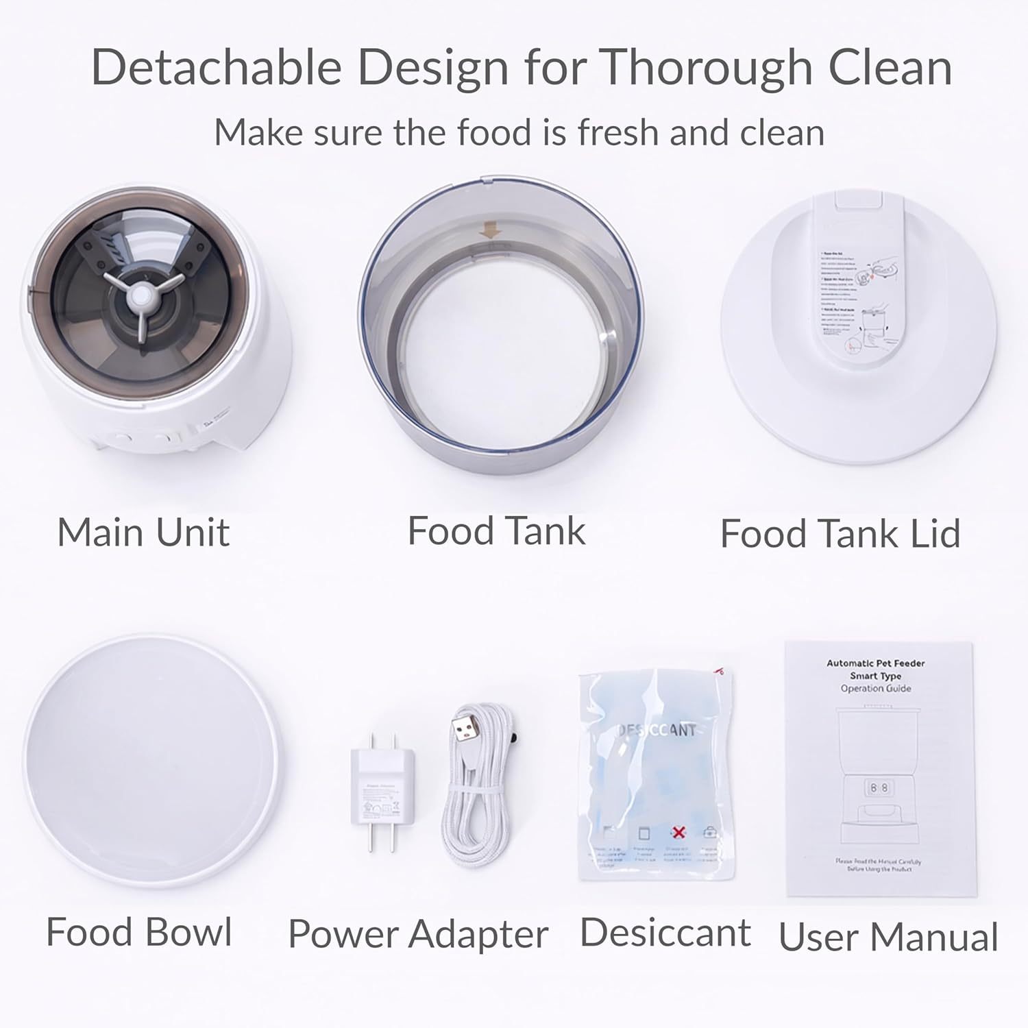 Waithem Wi-Fi Automatic Cat Feeder, Timed Dry Food Dispenser, App-Programmable Portion Control, Up To 10 Meals Per Day, Dual Power Supply, Suitable For Cats And Small Dogs