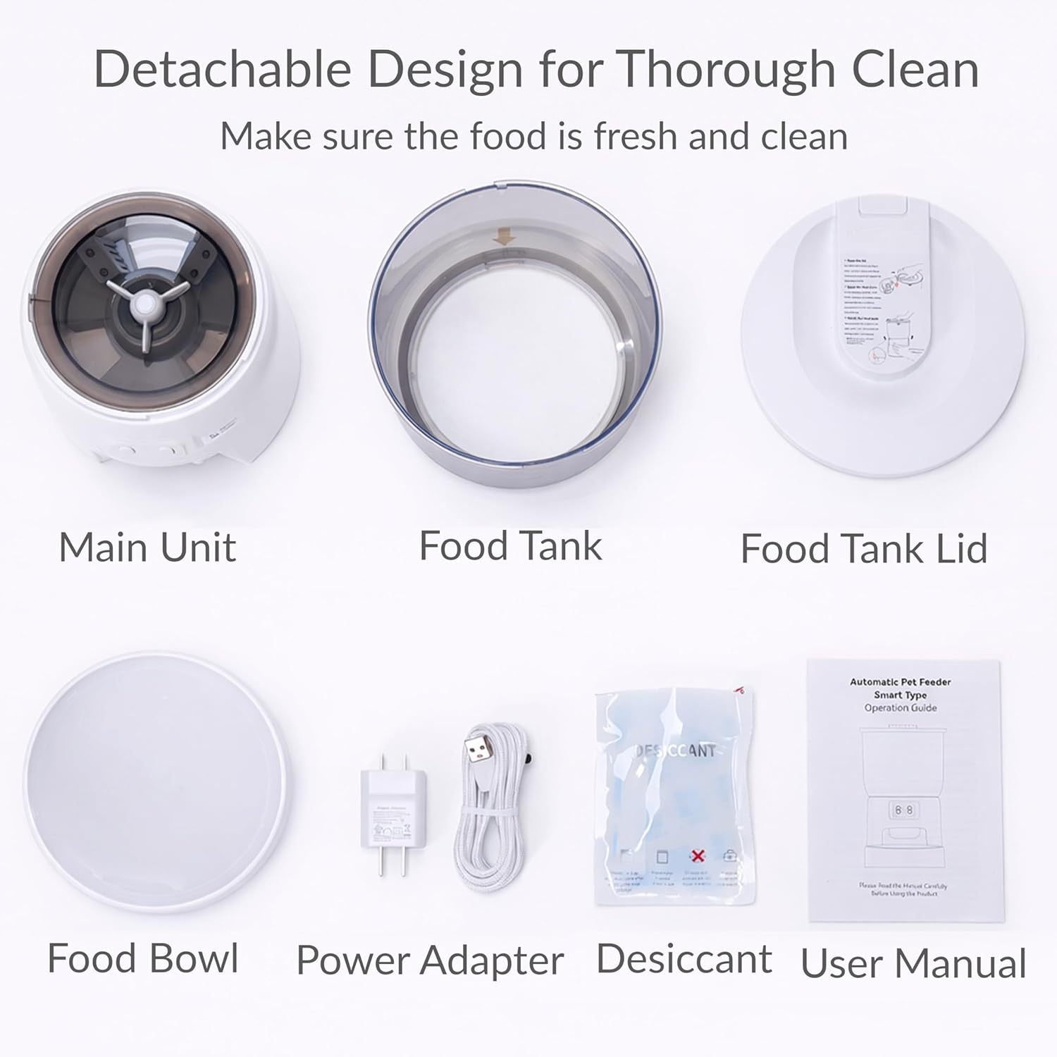 Waithem Wi-Fi Automatic Cat Feeder, Timed Dry Food Dispenser, App-Programmable Portion Control, Up To 10 Meals Per Day, Dual Power Supply, Suitable For Cats And Small Dogs
