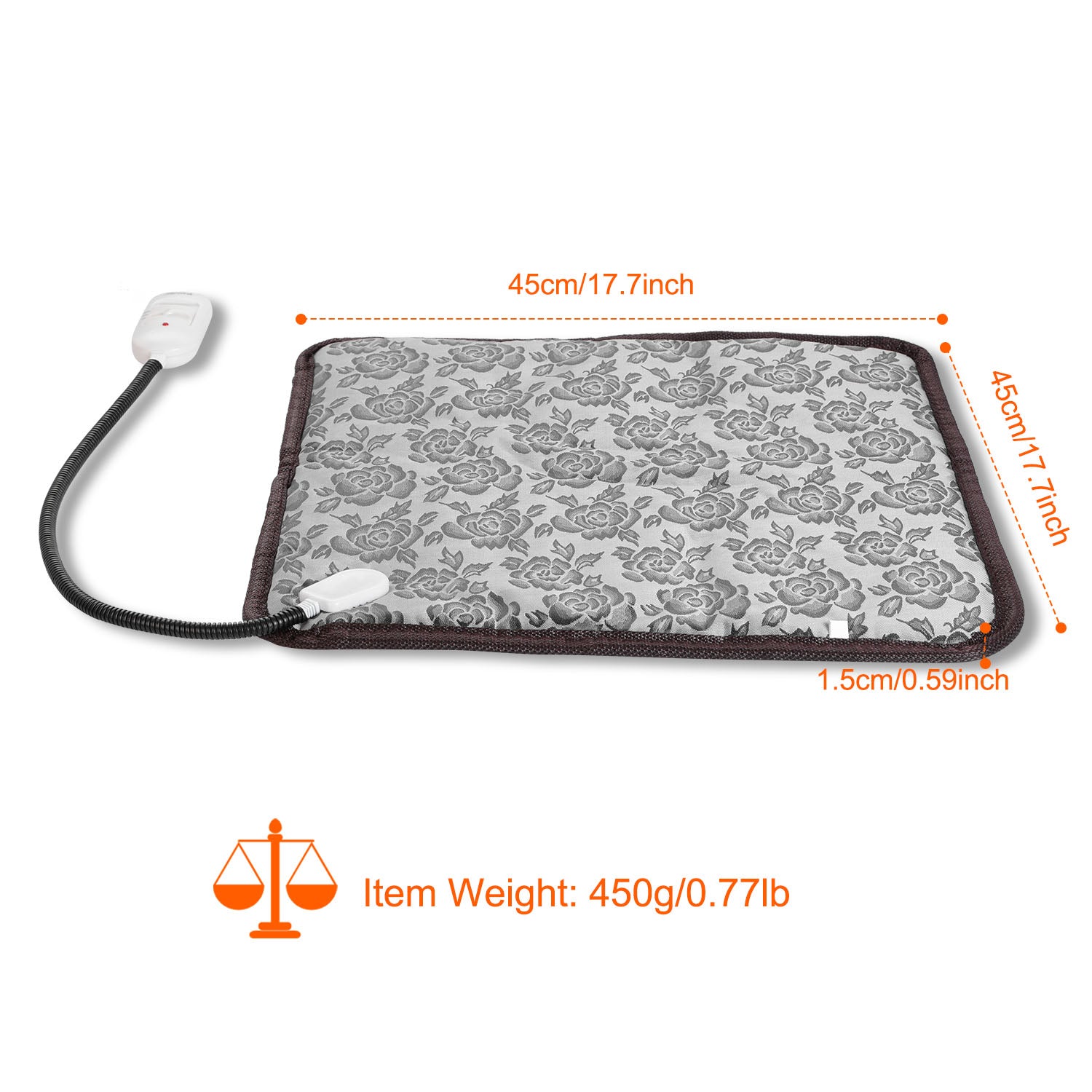 1Pc Pet Heating Pad Dog Cat Electric Heating Mat Waterproof Adjustable Warming Blanket With Chew Resistant Steel Cord Case